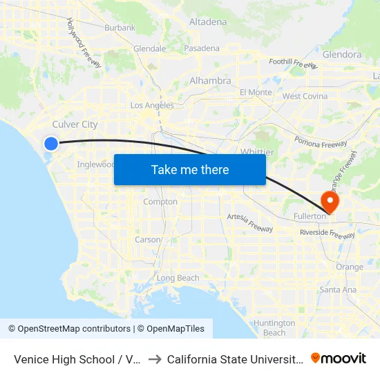 Venice High School / Venice Blvd to California State University, Fullerton map