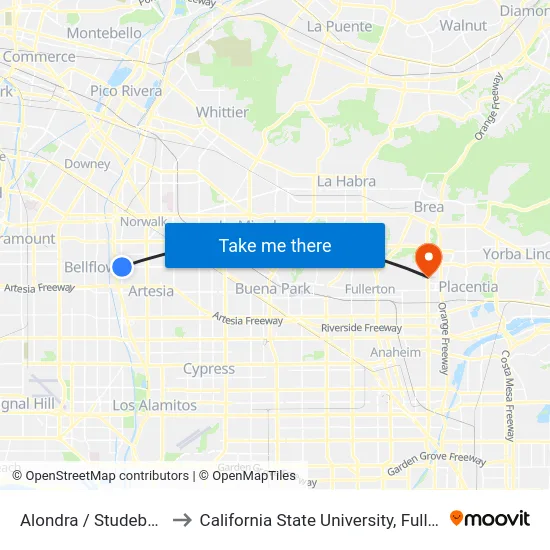 Alondra / Studebaker to California State University, Fullerton map