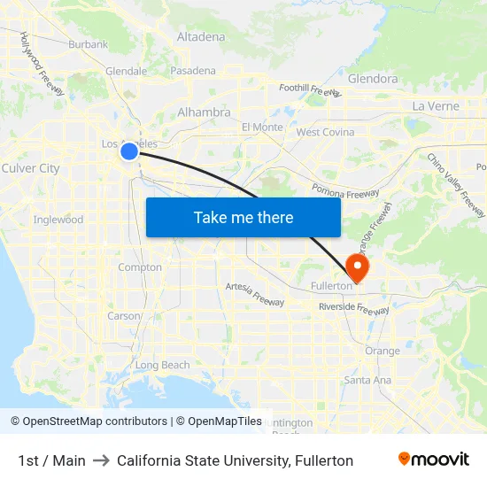1st / Main to California State University, Fullerton map
