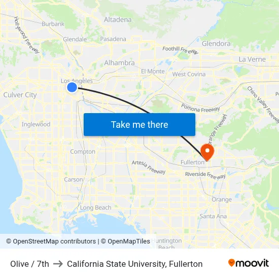Olive / 7th to California State University, Fullerton map