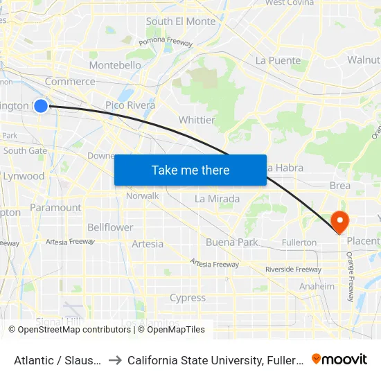 Atlantic / Slauson to California State University, Fullerton map