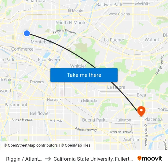 Riggin / Atlantic to California State University, Fullerton map