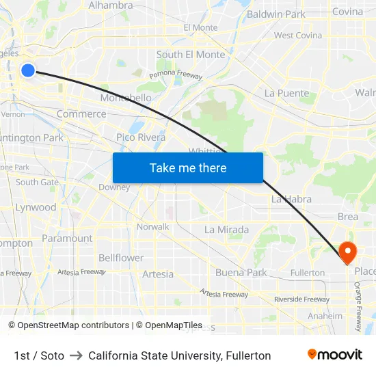 1st / Soto to California State University, Fullerton map