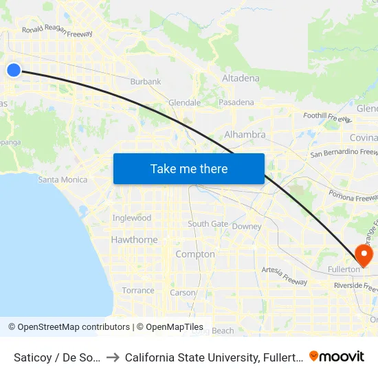 Saticoy / De Soto to California State University, Fullerton map
