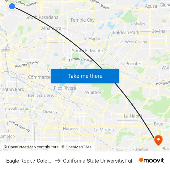 Eagle Rock / Colorado to California State University, Fullerton map