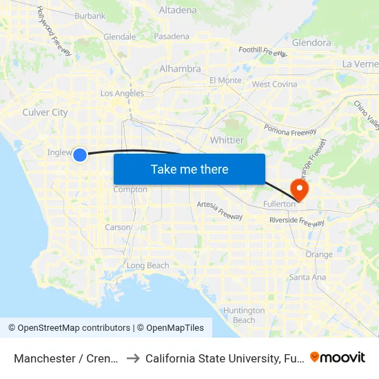 Manchester / Crenshaw to California State University, Fullerton map