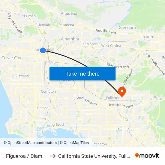 Figueroa / Diamond to California State University, Fullerton map