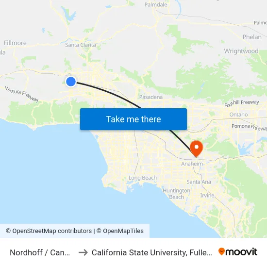 Nordhoff / Canoga to California State University, Fullerton map