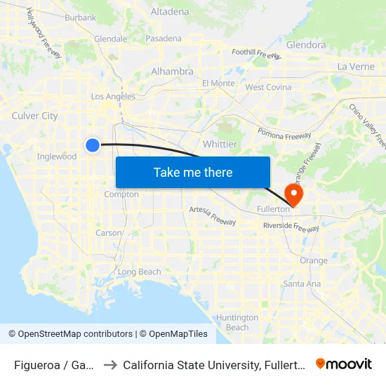 Figueroa / Gage to California State University, Fullerton map