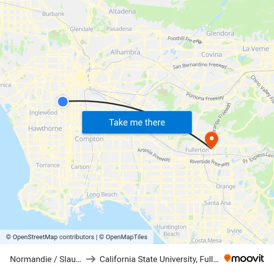 Normandie / Slauson to California State University, Fullerton map