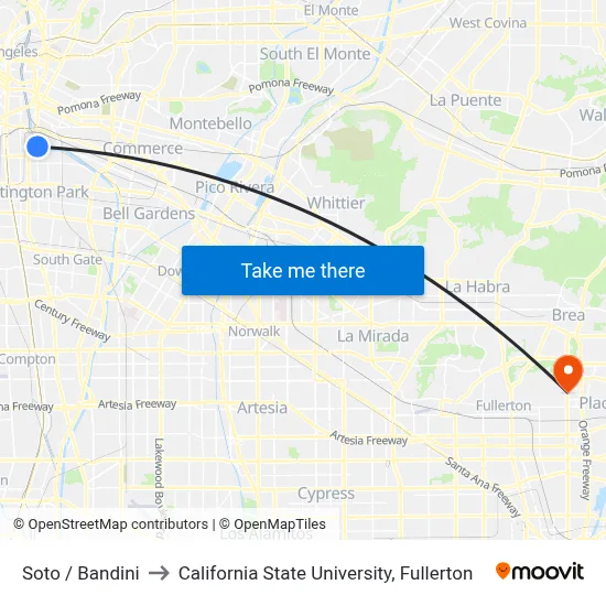 Soto / Bandini to California State University, Fullerton map