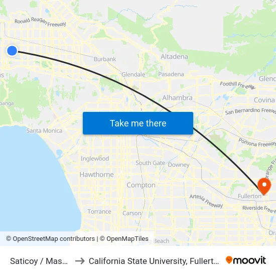 Saticoy / Mason to California State University, Fullerton map