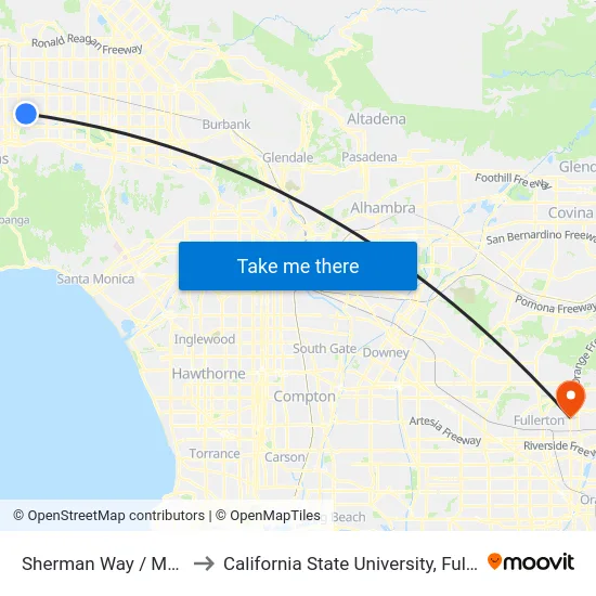 Sherman Way / Mason to California State University, Fullerton map
