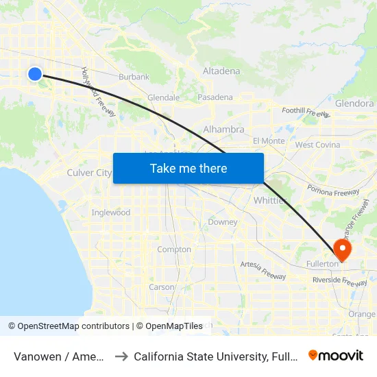 Vanowen / Amestoy to California State University, Fullerton map