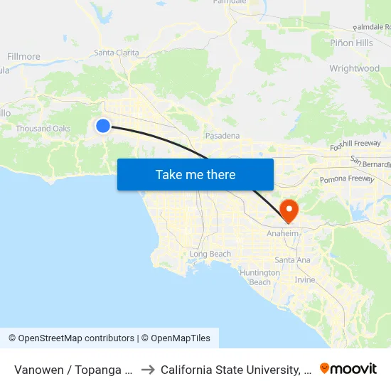 Vanowen / Topanga Canyon to California State University, Fullerton map