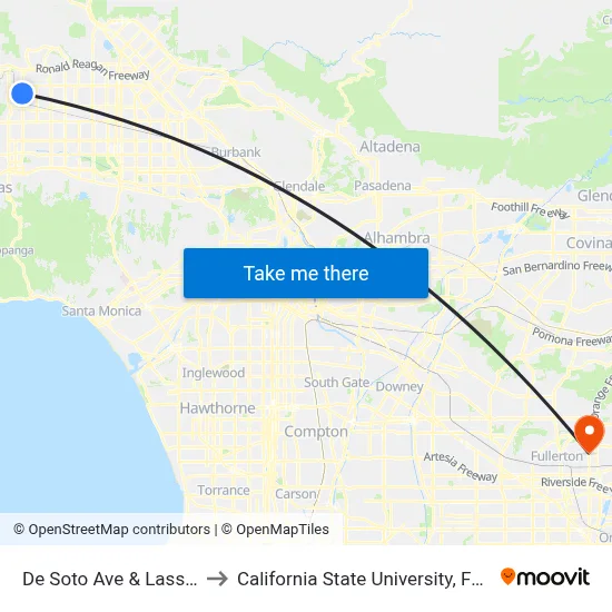 De Soto Ave & Lassen St to California State University, Fullerton map