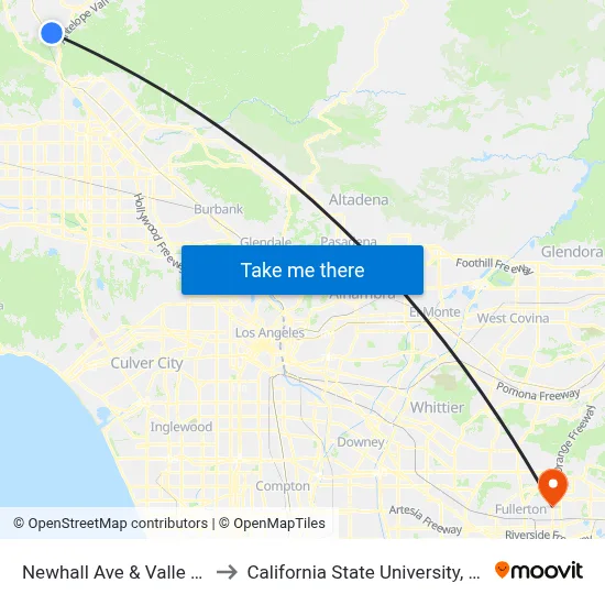 Newhall Ave & Valle Del Oro to California State University, Fullerton map