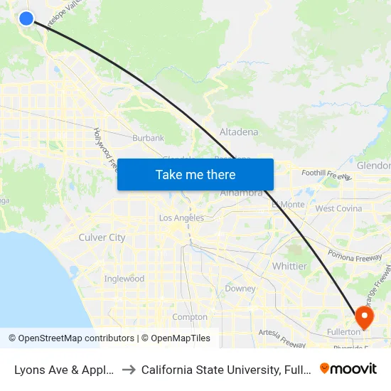 Lyons Ave & Apple St to California State University, Fullerton map