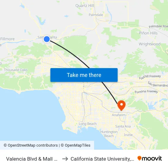 Valencia Blvd & Mall Entrance to California State University, Fullerton map