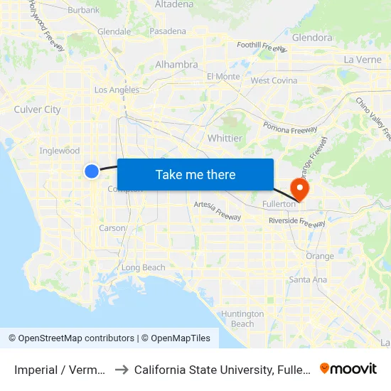 Imperial / Vermont to California State University, Fullerton map