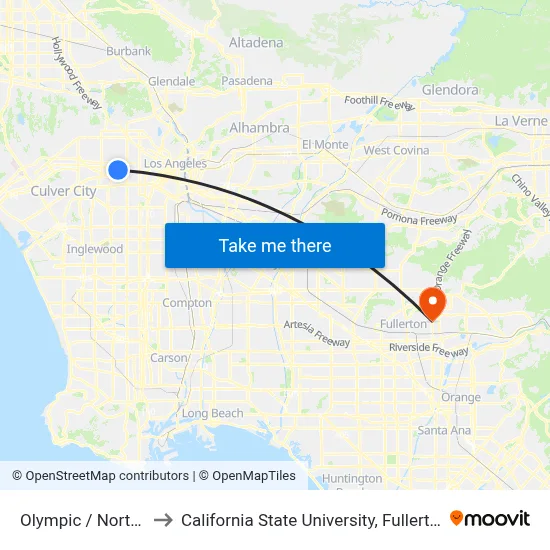 Olympic / Norton to California State University, Fullerton map
