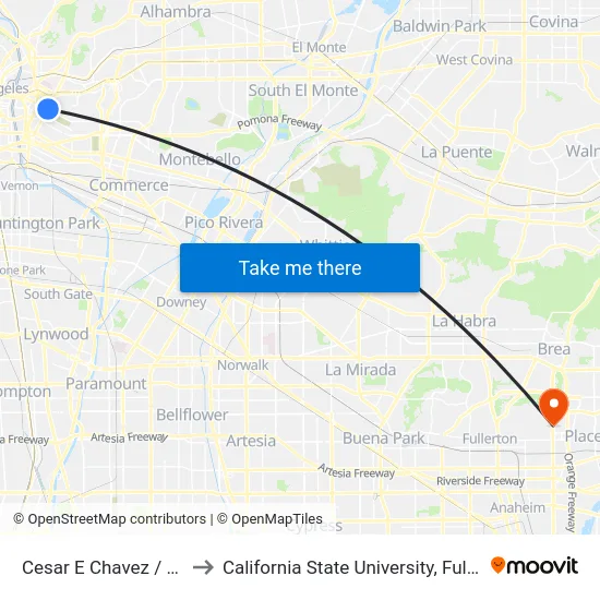 Cesar E Chavez / Soto to California State University, Fullerton map