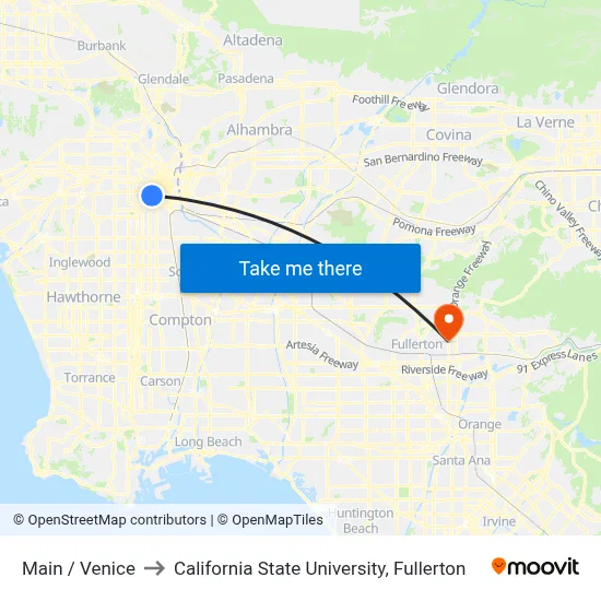 Main / Venice to California State University, Fullerton map