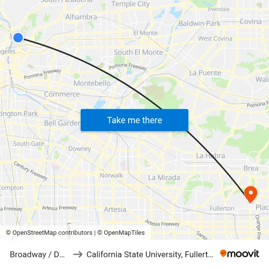 Broadway / Daly to California State University, Fullerton map