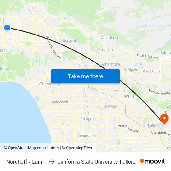 Nordhoff / Lurline to California State University, Fullerton map