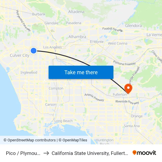 Pico / Plymouth to California State University, Fullerton map