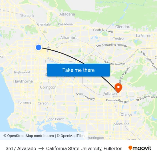 3rd / Alvarado to California State University, Fullerton map