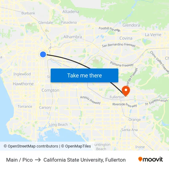 Main / Pico to California State University, Fullerton map