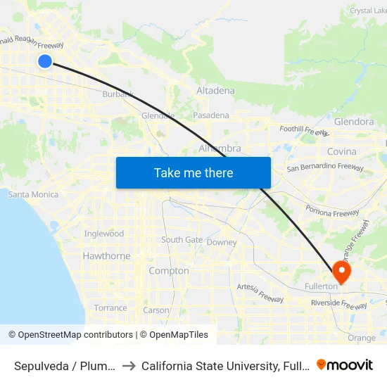 Sepulveda / Plummer to California State University, Fullerton map