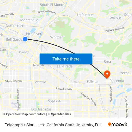 Telegraph / Slauson to California State University, Fullerton map