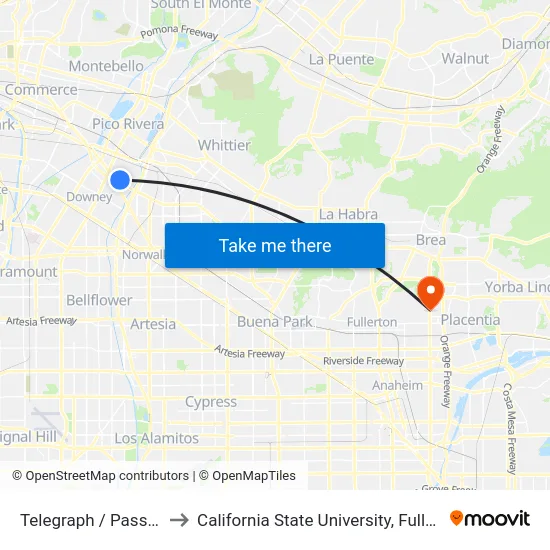 Telegraph / Passons to California State University, Fullerton map