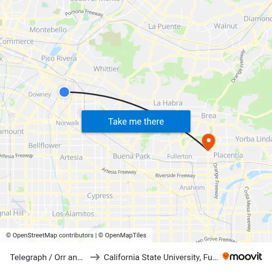 Telegraph / Orr and Day to California State University, Fullerton map
