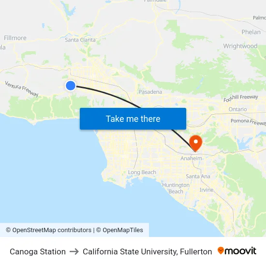 Canoga Station to California State University, Fullerton map