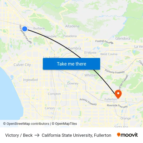 Victory / Beck to California State University, Fullerton map