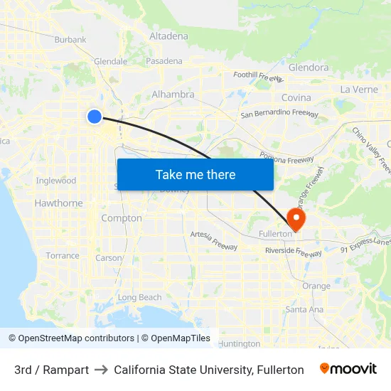 3rd / Rampart to California State University, Fullerton map