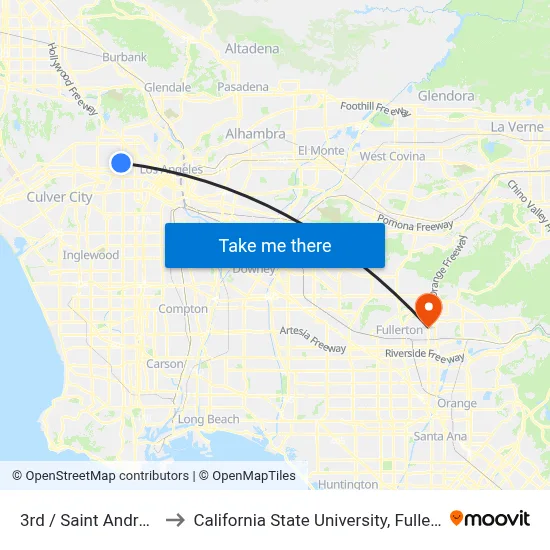 3rd / Saint Andrews to California State University, Fullerton map