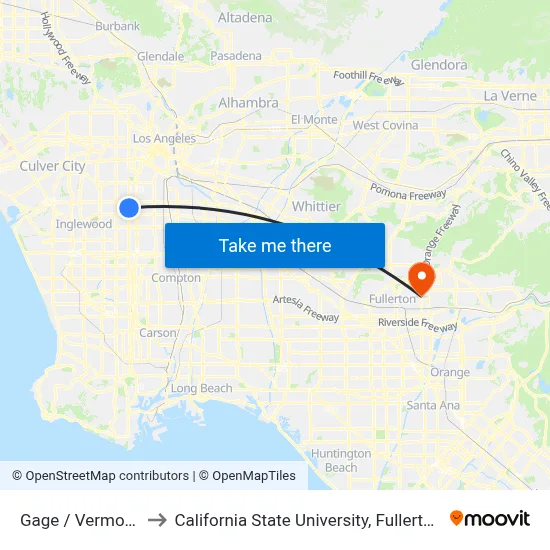 Gage / Vermont to California State University, Fullerton map