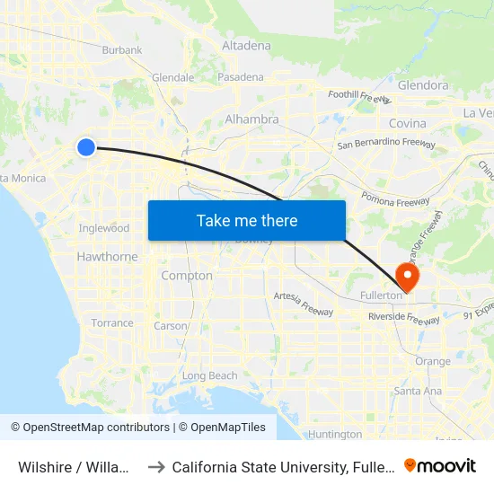 Wilshire / Willaman to California State University, Fullerton map