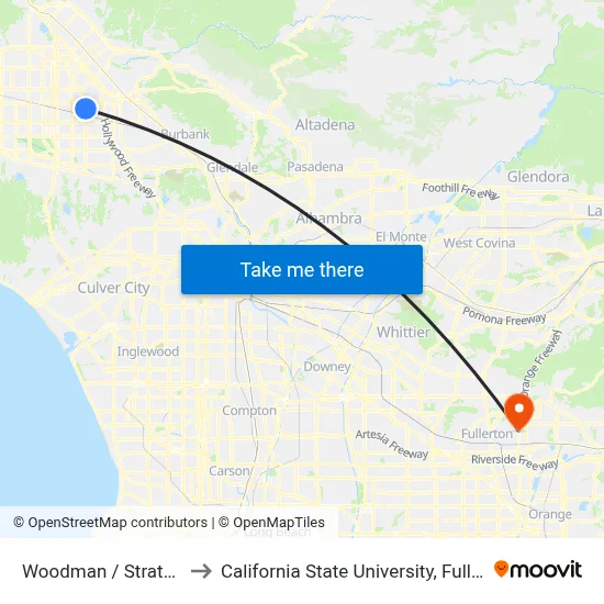 Woodman / Strathern to California State University, Fullerton map