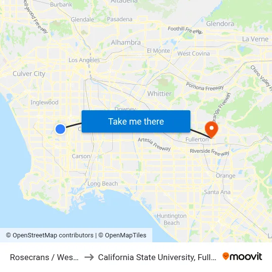 Rosecrans / Western to California State University, Fullerton map