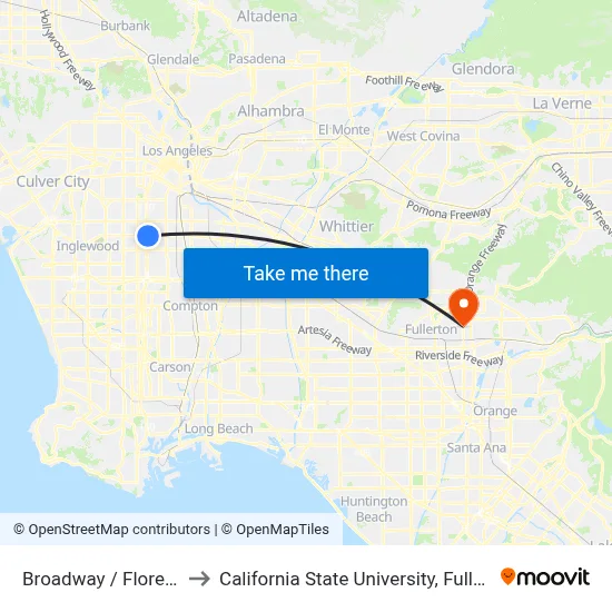 Broadway / Florence to California State University, Fullerton map