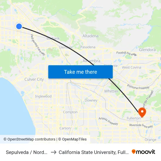 Sepulveda / Nordhoff to California State University, Fullerton map
