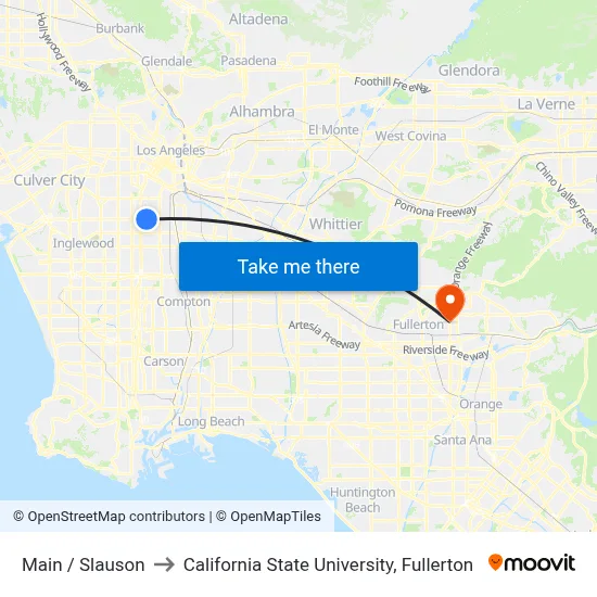 Main / Slauson to California State University, Fullerton map