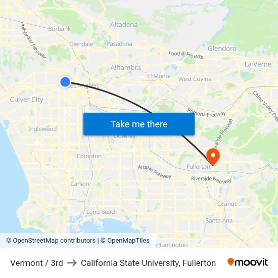 Vermont / 3rd to California State University, Fullerton map