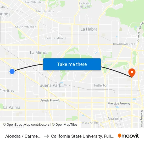 Alondra / Carmenita to California State University, Fullerton map