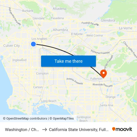 Washington / Cherry to California State University, Fullerton map
